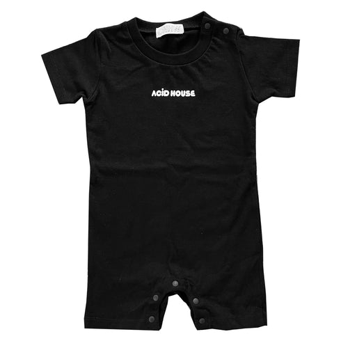 【COME HELL HIGH WATER】acid house BABY ROMPERS -black-