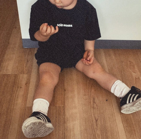 【COME HELL HIGH WATER】acid house KIDS TEE -black-