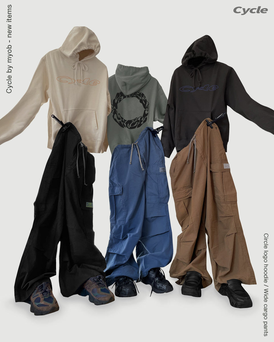 WIDE CARGO PANTS -BLUE-