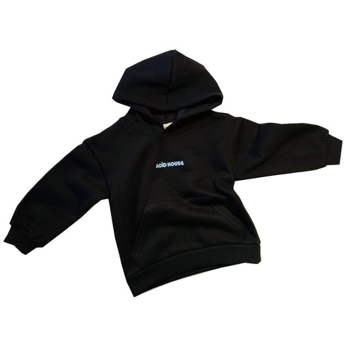 【COME HELL HIGH WATER】acid house KIDS HOODIE -black-