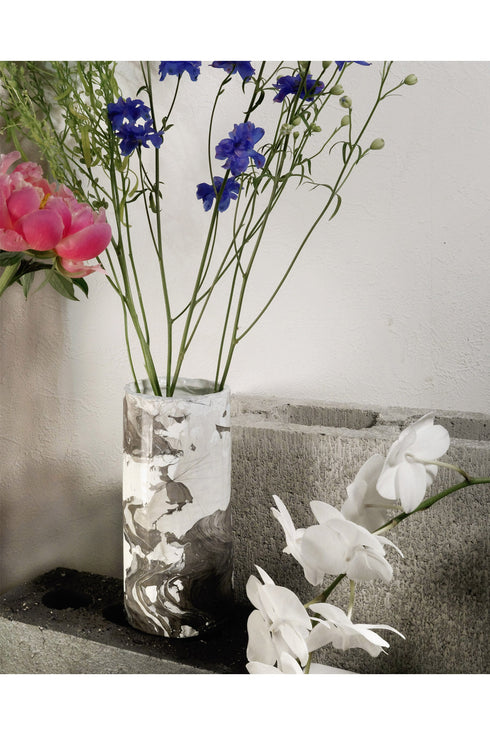 MARBLE FLOWER VASE -BLACK×WHITE-